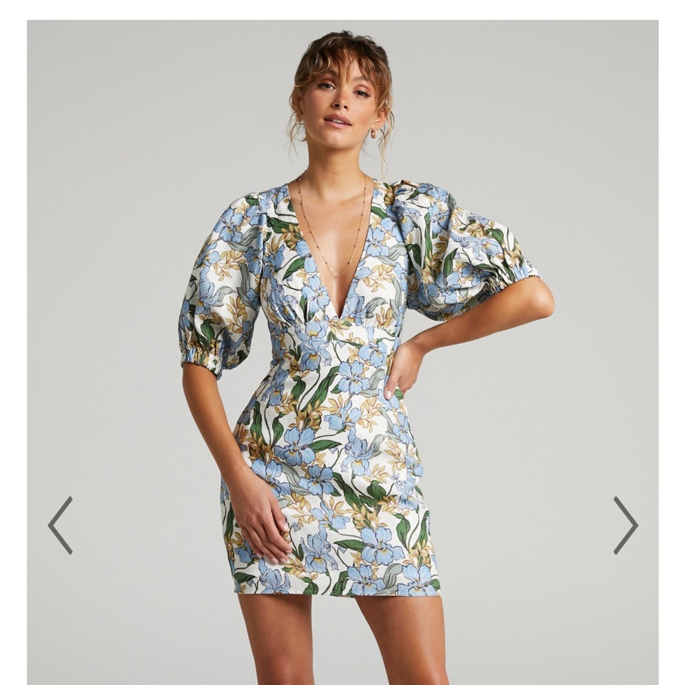 INDRISIA LINEN PUFF SLEEVE OPEN BACK MINI DRESS Amalie the label